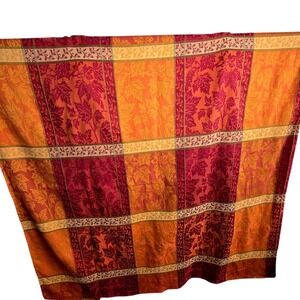 Autumn Maple Leaf Jacquard Plaid Tablecloth Ornge Burgndy 51x103 Rctngl Tapestry